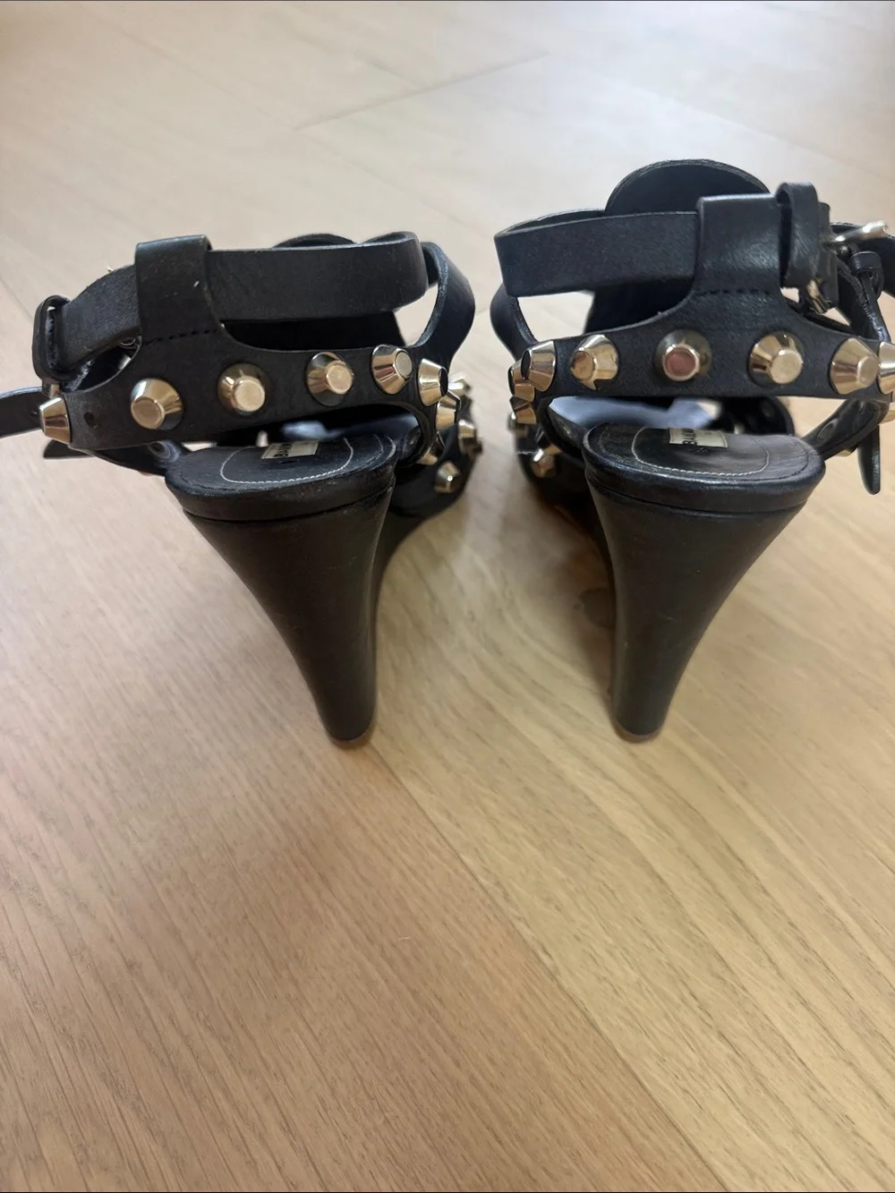 Balenciaga Black Studded Strappy High-Heel Sandals - Women